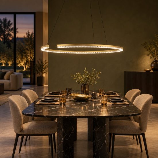 Lampadario a sospensione ad anello led 43w 3000k dimmerabile per soggiorno oro