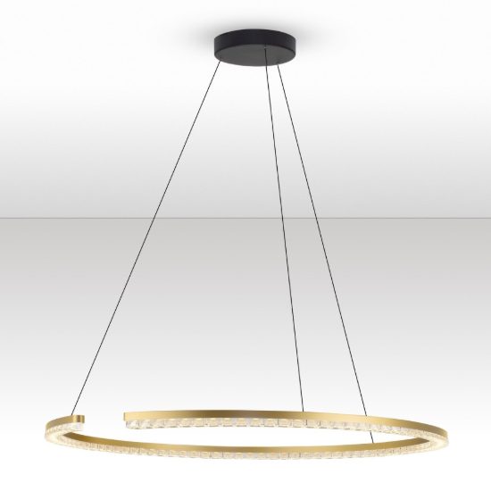 Lampadario a sospensione ad anello led 43w 3000k dimmerabile per soggiorno oro