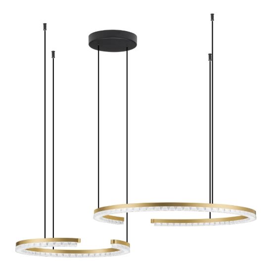 Lampadario a sospensione a due anelli led 49w 3000k dimmerabile per soggiorno oro