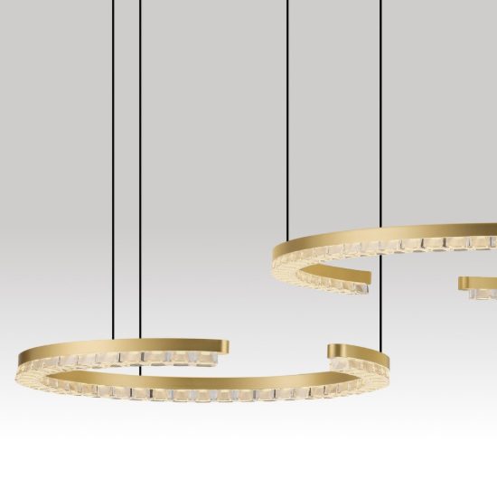 Lampadario a sospensione a due anelli led 49w 3000k dimmerabile per soggiorno oro