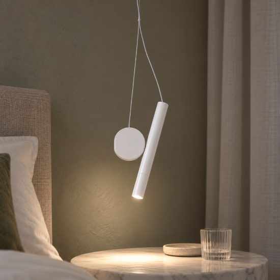 Lampada a sospensione led 2w 3000k per camera da letto moderna bianca