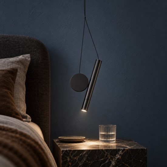 Lampada a sospensione led 2w 3000k per camera da letto moderna nera