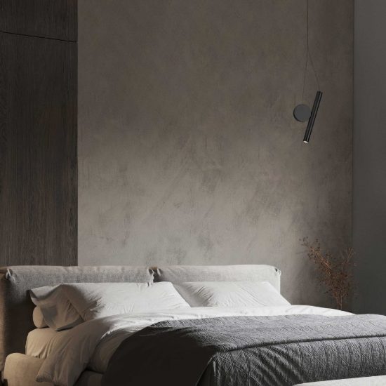 Lampada a sospensione led 2w 3000k per camera da letto moderna nera