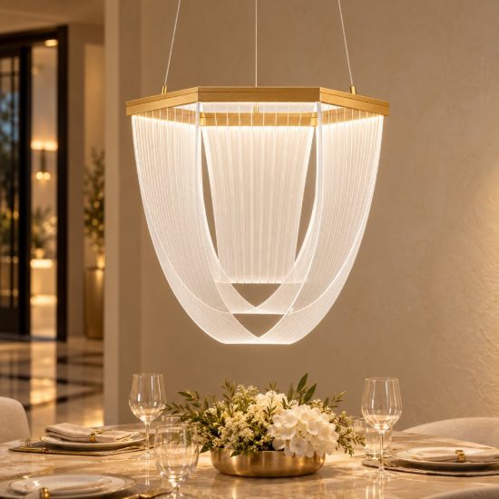 Lampadario a sospensione led 20w 3000k dimmerabile per ingresso contemporaneo oro