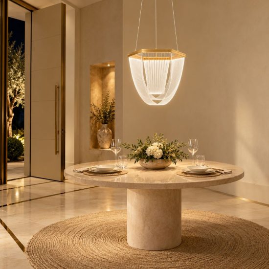 Lampadario a sospensione led 20w 3000k dimmerabile per ingresso contemporaneo oro