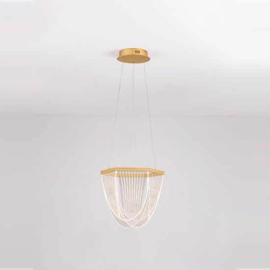 Lampadario a sospensione led 20w 3000k dimmerabile per ingresso contemporaneo oro