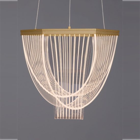 Lampadario a sospensione led 20w 3000k dimmerabile per ingresso contemporaneo oro