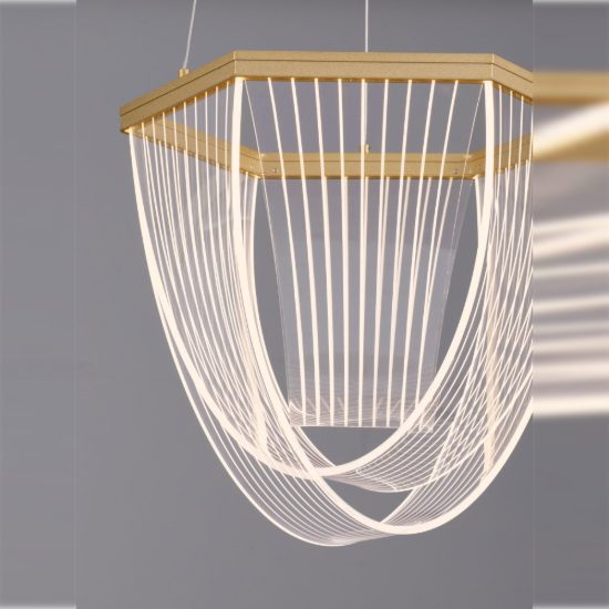 Lampadario a sospensione led 20w 3000k dimmerabile per ingresso contemporaneo oro