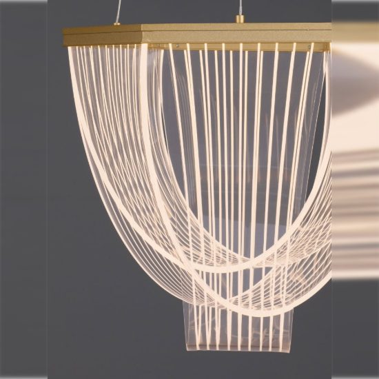 Lampadario a sospensione led 20w 3000k dimmerabile per ingresso contemporaneo oro