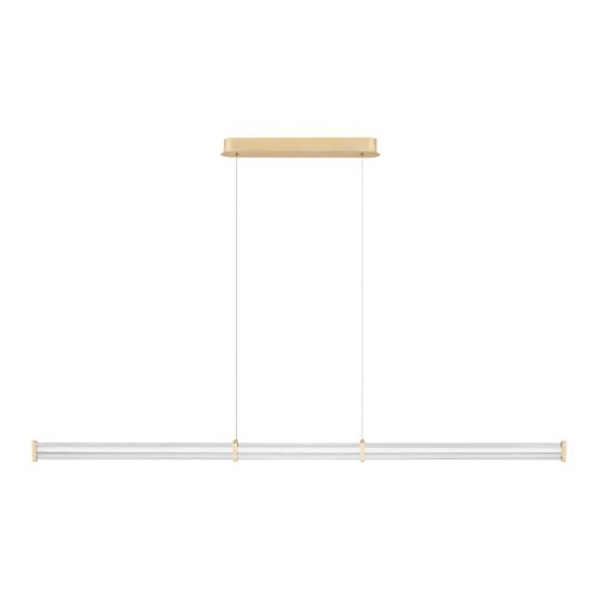 Lampadario a sospensione lineare led 21w 2700k per sala da pranzo trasparente e oro spazzolato