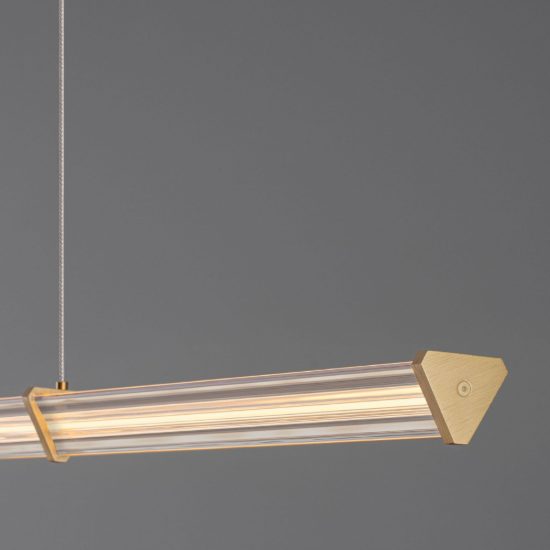 Lampadario a sospensione lineare led 21w 2700k per sala da pranzo trasparente e oro spazzolato