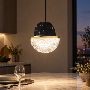 Lampada a sospensione con sfera led 7w 2700k dimmerabile per cucina nero, oro ottone e bianco