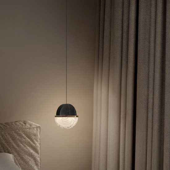 Lampada a sospensione con sfera led 7w 2700k dimmerabile per cucina nero, oro ottone e bianco