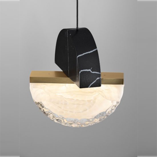 Lampada a sospensione con sfera led 7w 2700k dimmerabile per cucina nero, oro ottone e bianco
