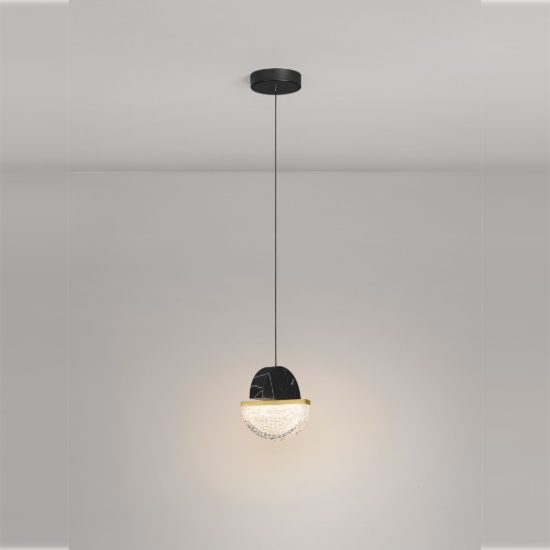 Lampada a sospensione con sfera led 7w 2700k dimmerabile per cucina nero, oro ottone e bianco