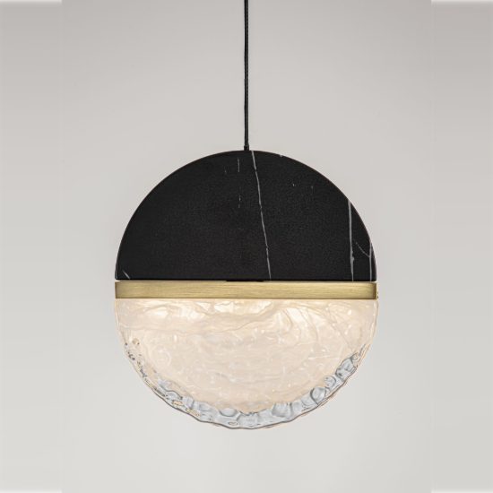 Lampada a sospensione con sfera led 7w 2700k dimmerabile per cucina nero, oro ottone e bianco