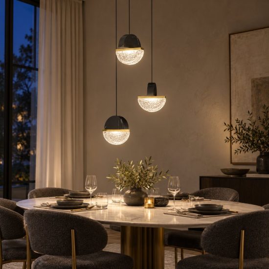 Lampadario a sospensione a sfere led 18w 2700k per sala da pranzo nero, oro ottone e bianco
