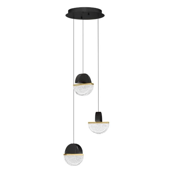Lampadario a sospensione a sfere led 18w 2700k per sala da pranzo nero, oro ottone e bianco
