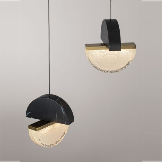 Lampadario a sospensione a sfere led 18w 2700k per sala da pranzo nero, oro ottone e bianco
