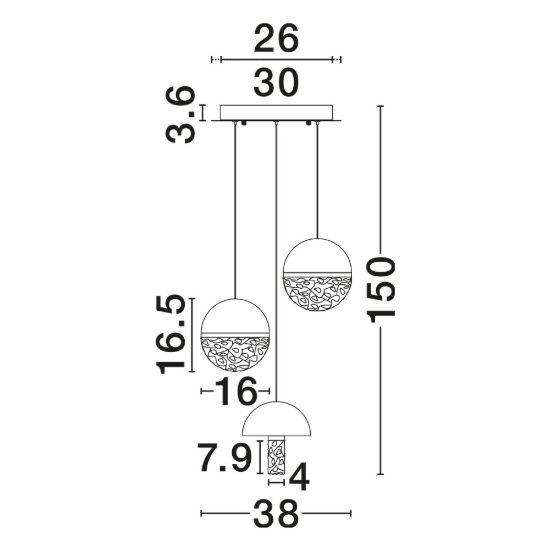 Lampadario a sospensione a sfere led 18w 2700k per sala da pranzo nero, oro ottone e bianco