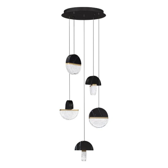 Lampadario a sospensione a sfere led 30w 2700k per soggiorno nero, oro ottone e bianco