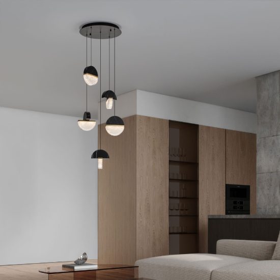 Lampadario a sospensione a sfere led 30w 2700k per soggiorno nero, oro ottone e bianco