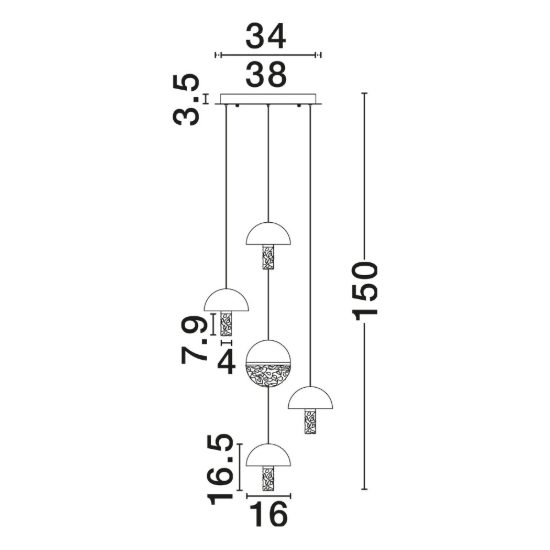 Lampadario a sospensione a sfere led 30w 2700k per soggiorno nero, oro ottone e bianco