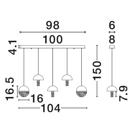 Lampadario a sospensione lineare a sfere led 30w 2700k per sala da pranzo nero, oro ottone e bianco