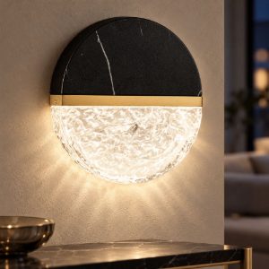 Applique da parete con sfera led 7w 2700k dimmerabile per soggiorno nero, oro ottone e bianco