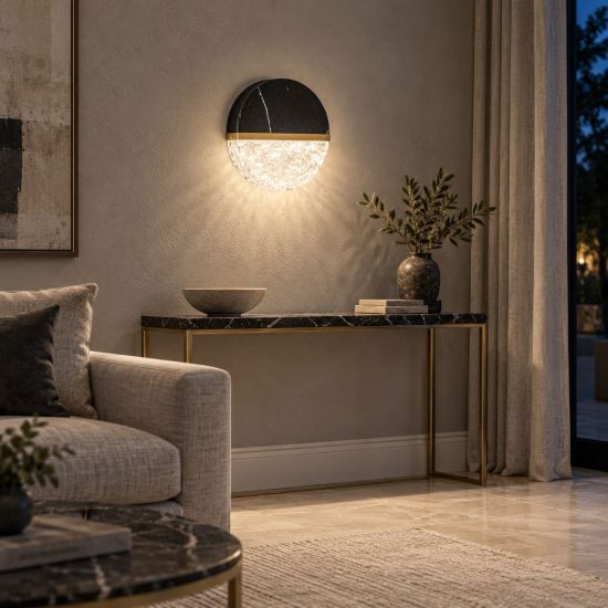 Applique da parete con sfera led 7w 2700k dimmerabile per soggiorno nero, oro ottone e bianco