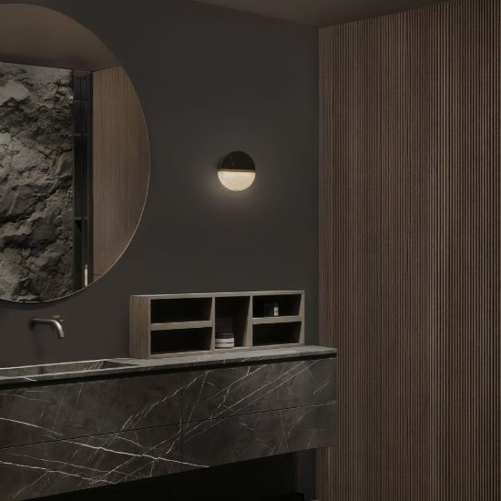 Applique da parete con sfera led 7w 2700k dimmerabile per soggiorno nero, oro ottone e bianco