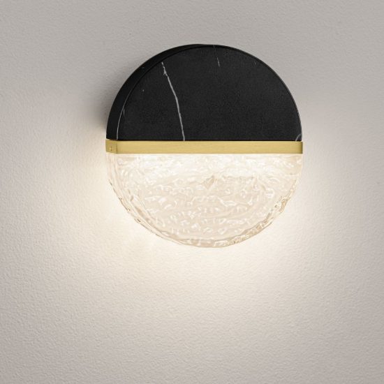 Applique da parete con sfera led 7w 2700k dimmerabile per soggiorno nero, oro ottone e bianco