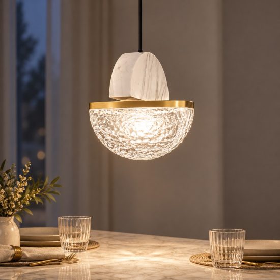 Lampada a sospensione con sfera led 7w 2700k dimmerabile per cucina bianco, oro ottone e nero