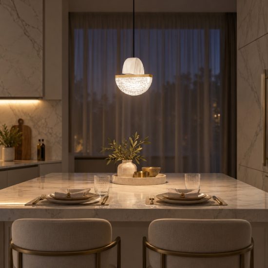 Lampada a sospensione con sfera led 7w 2700k dimmerabile per cucina bianco, oro ottone e nero
