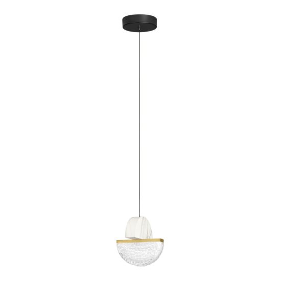Lampada a sospensione con sfera led 7w 2700k dimmerabile per cucina bianco, oro ottone e nero