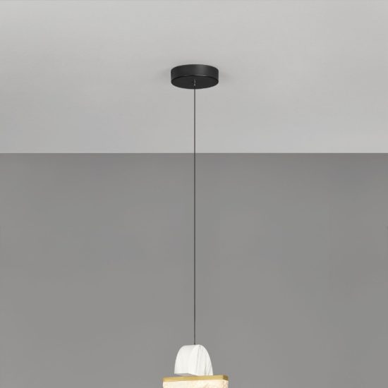 Lampada a sospensione con sfera led 7w 2700k dimmerabile per cucina bianco, oro ottone e nero