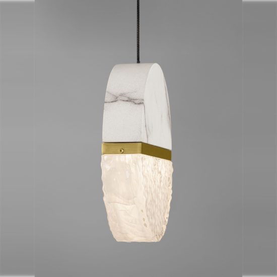 Lampada a sospensione con sfera led 7w 2700k dimmerabile per cucina bianco, oro ottone e nero