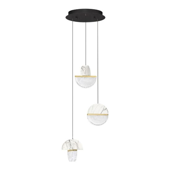 Lampadario a sospensione a sfere led 18w 2700k per sala da pranzo bianco, oro ottone e nero