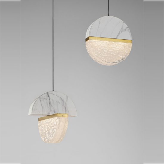 Lampadario a sospensione a sfere led 18w 2700k per sala da pranzo bianco, oro ottone e nero