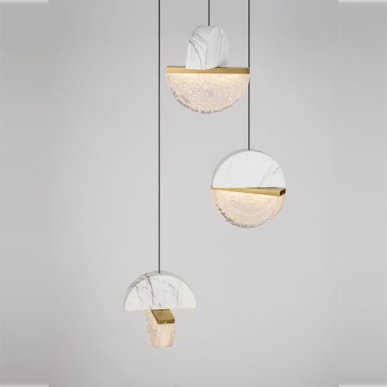 Lampadario a sospensione a sfere led 18w 2700k per sala da pranzo bianco, oro ottone e nero