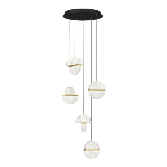 Lampadario a sospensione a sfere led 30w 2700k per soggiorno bianco, oro ottone e nero