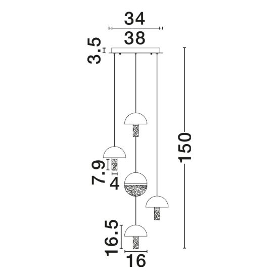 Lampadario a sospensione a sfere led 30w 2700k per soggiorno bianco, oro ottone e nero