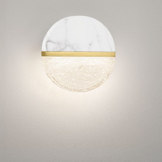 Applique da parete con sfera led 7w 2700k dimmerabile per soggiorno bianco, oro ottone e nero