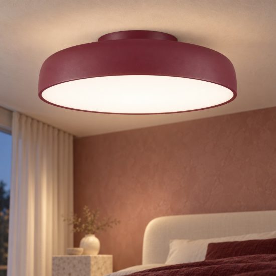 Plafoniera a cupola led 36w 2700k dimmerabile per camera da letto moderna bordeaux