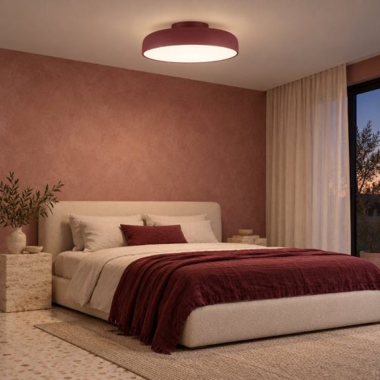 Plafoniera a cupola led 36w 2700k dimmerabile per camera da letto moderna bordeaux