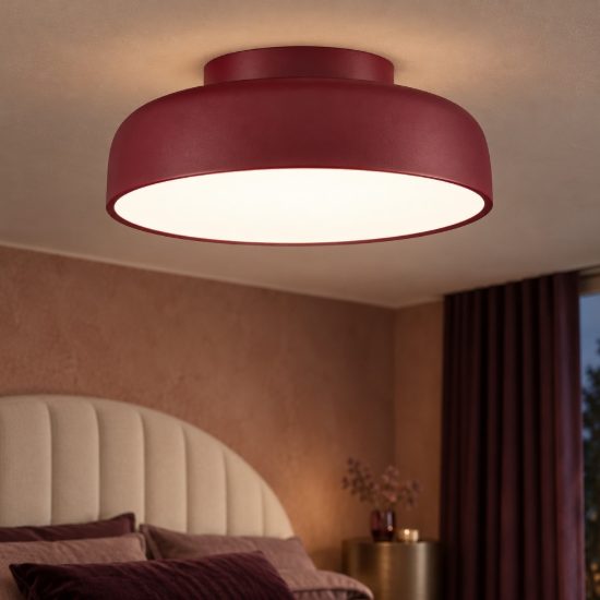 Plafoniera a cupola led 27w 2700k dimmerabile per camera da letto moderna bordeaux