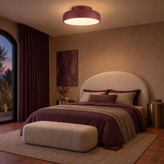 Plafoniera a cupola led 27w 2700k dimmerabile per camera da letto moderna bordeaux