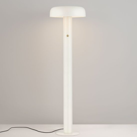 Lampada da terra con testa a disco led 28w 2700k dimmerabile per soggiorno moderna crema