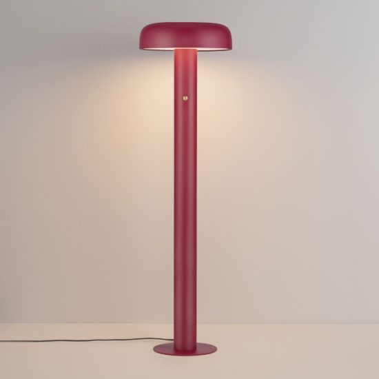 Lampada da terra con testa a disco led 28w 2700k dimmerabile per soggiorno moderna bordeaux