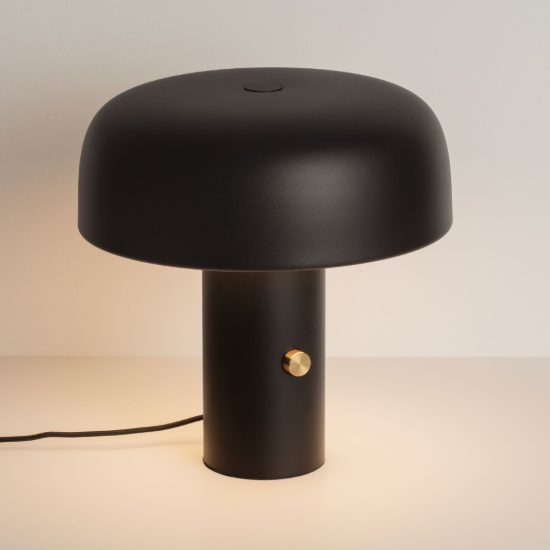 Abat-jour a fungo led 17w 2700k dimmerabile per comodino moderno nero sabbiato